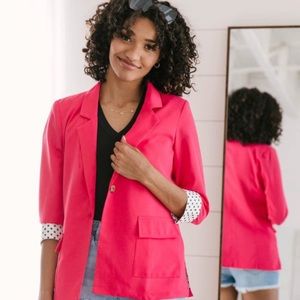 Pink Blazer with Polka Dot Accents